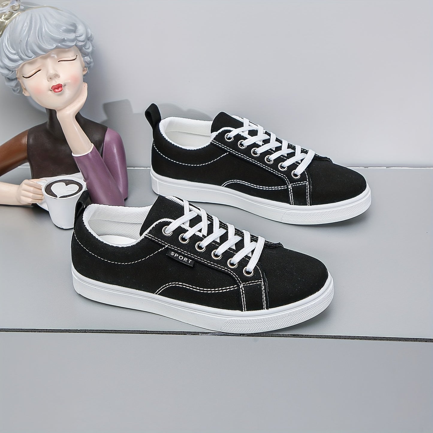 Men's Canvas Skate Shoes, Casual Outdoor Non-slip Lace-up Walking Sneakers, Flat Shoes