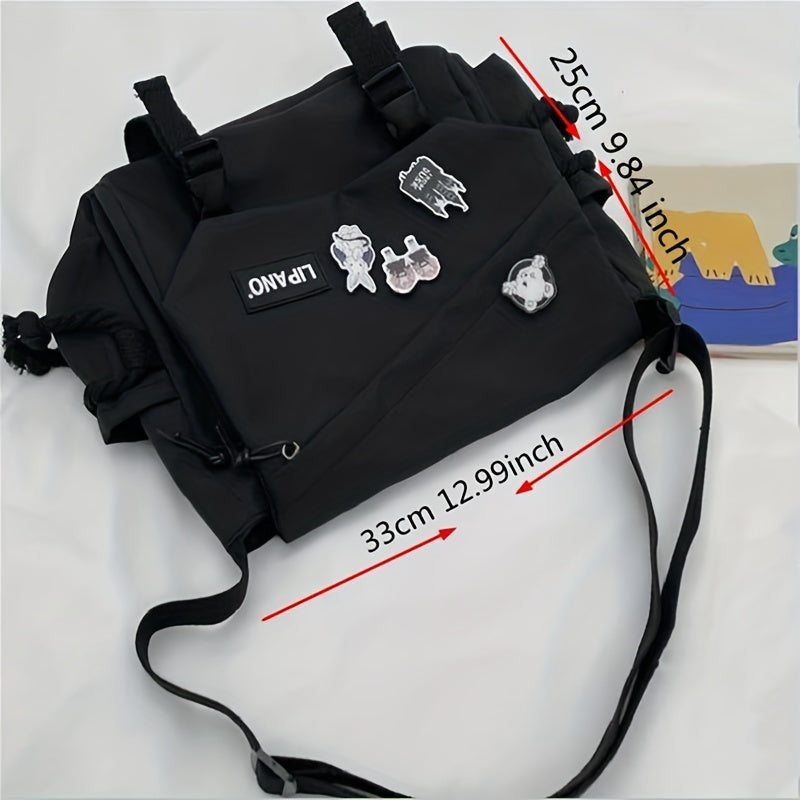 1pc Nylon Handbag Shoulder Bag Large Capacity Messenger Bag, Men's Messenger Bag Student School Bag
