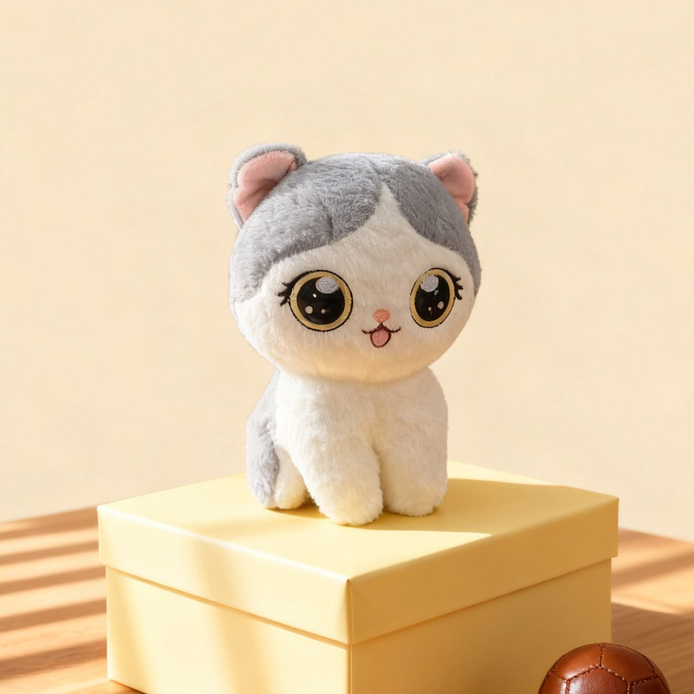 1pc New Cute and Delicate Kitten Plush Doll, Exquisite and Lively Design, Available in Black and Gray, Perfect as a Playmate for Children on Children's Day, a Warm Gift for Christmas and Thanksgiving, or a Valentine's Day Pre