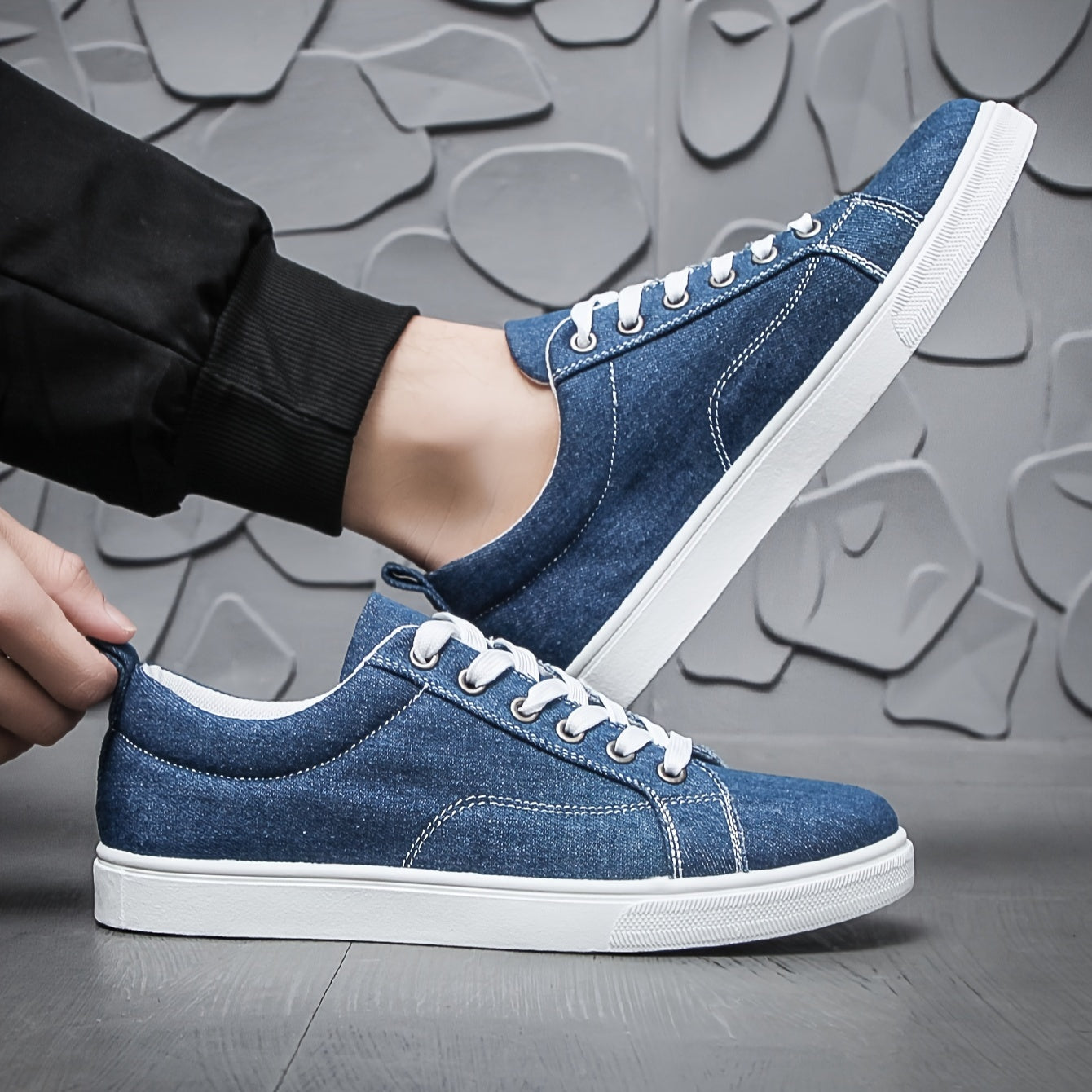 Men's Canvas Skate Shoes, Casual Outdoor Non-slip Lace-up Walking Sneakers, Flat Shoes