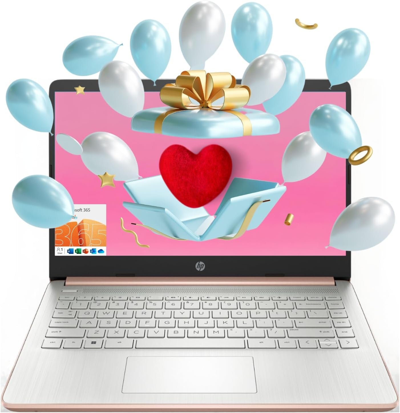 HP Portable Laptop, Student and Business, 14" HD Display, Intel Quad-Core N4120, 8GB DDR4 RAM, 64GB Emmc, 1 Year Office 365, Webcam, RJ-45, HDMI, Wi-Fi, Windows 11 Home, Silver