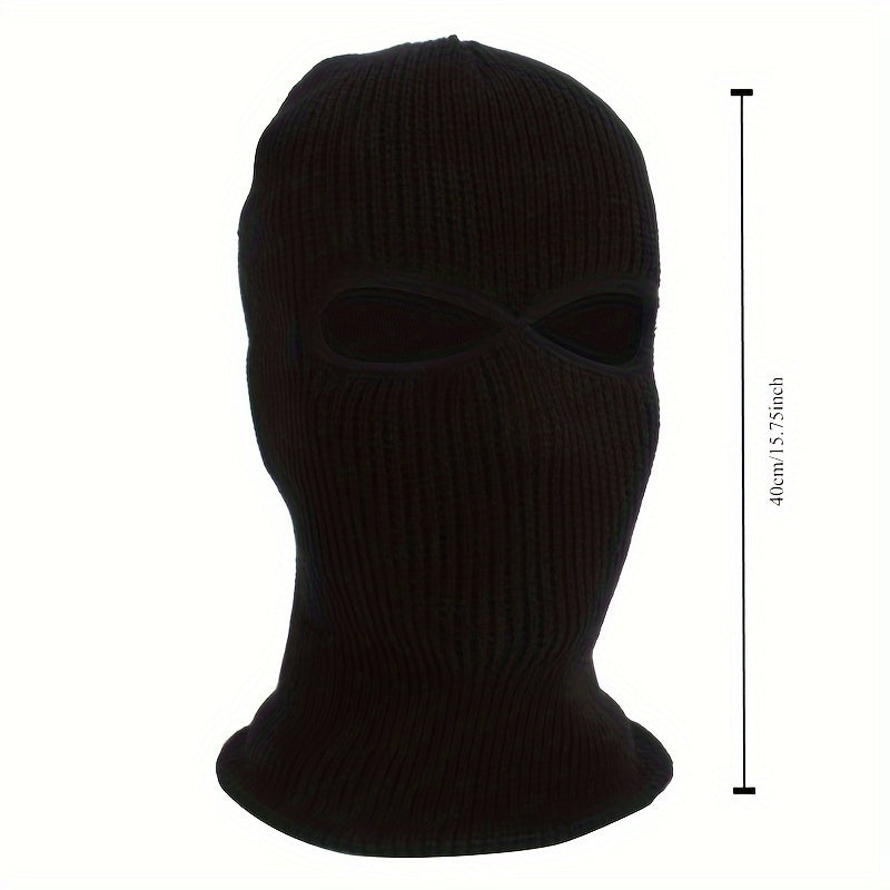 Men's Fleece-Lined Winter Balaclava - Windproof, Thermal Ski Mask with Dual Holes for Outdoor Sports