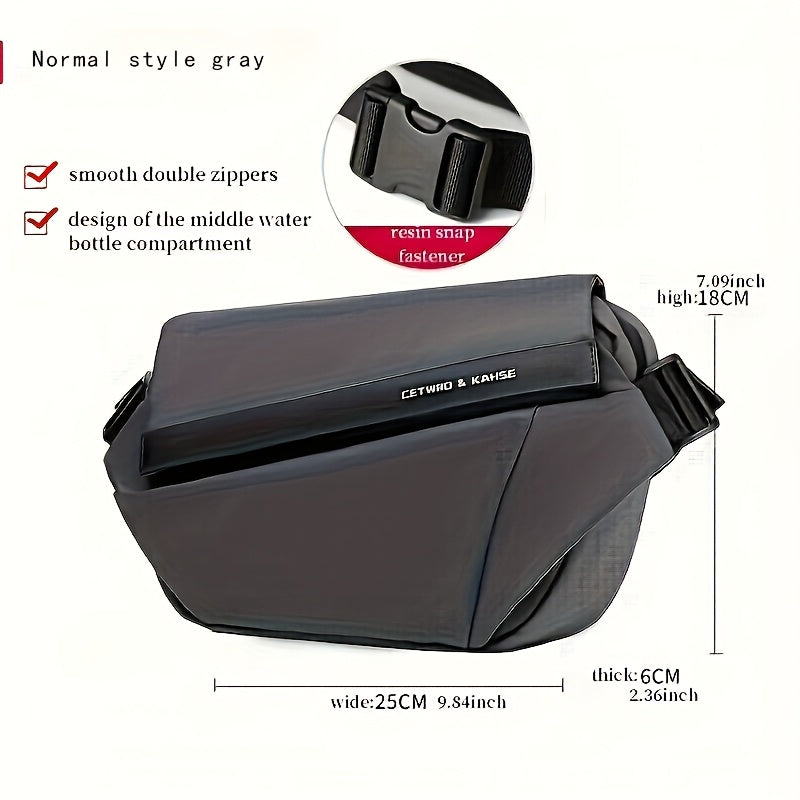 Men'S Sleek Black Crossbody Bag - Durable Oxford Material, Zippered Chest Bag with Adjustable Strap, Ideal for Commuting Cycling, Trendy Shoulder Bag for Men, Cycling Bag Trendy Shoulder Bag Functional Design, Small Crossbo