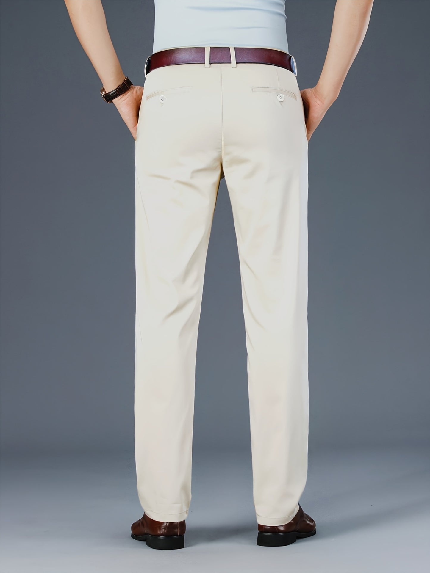 New Casual Formal Pants for Men in Four Seasons, Featuring a Business Style with Trendy Long Trousers. Fashionable And Versatile Men'S Elastic Dress Pants with a Comfortable Classic Design for Casual Wear.
