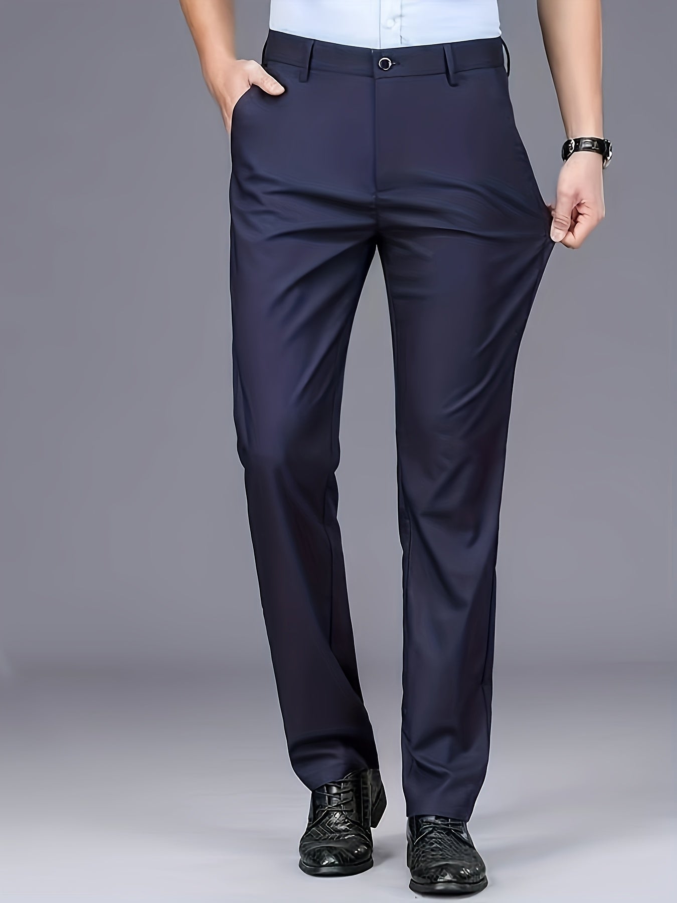 Men's straight-leg suit pants, which can be used as professional formal wear or thick casual pants for autumn and winter.