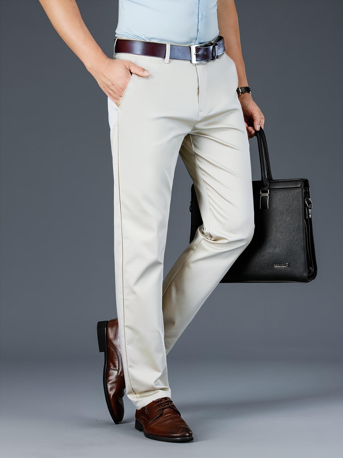 New Casual Formal Pants for Men in Four Seasons, Featuring a Business Style with Trendy Long Trousers. Fashionable And Versatile Men'S Elastic Dress Pants with a Comfortable Classic Design for Casual Wear.