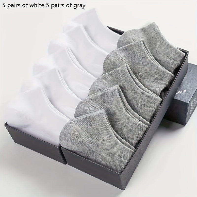 5/10/12 Pairs Unisex Comfort Ankle Socks - Soft Black Polyester Blend, Solid Color Low-Cut Design for Men & Women, Machine Washable, Cute Socks