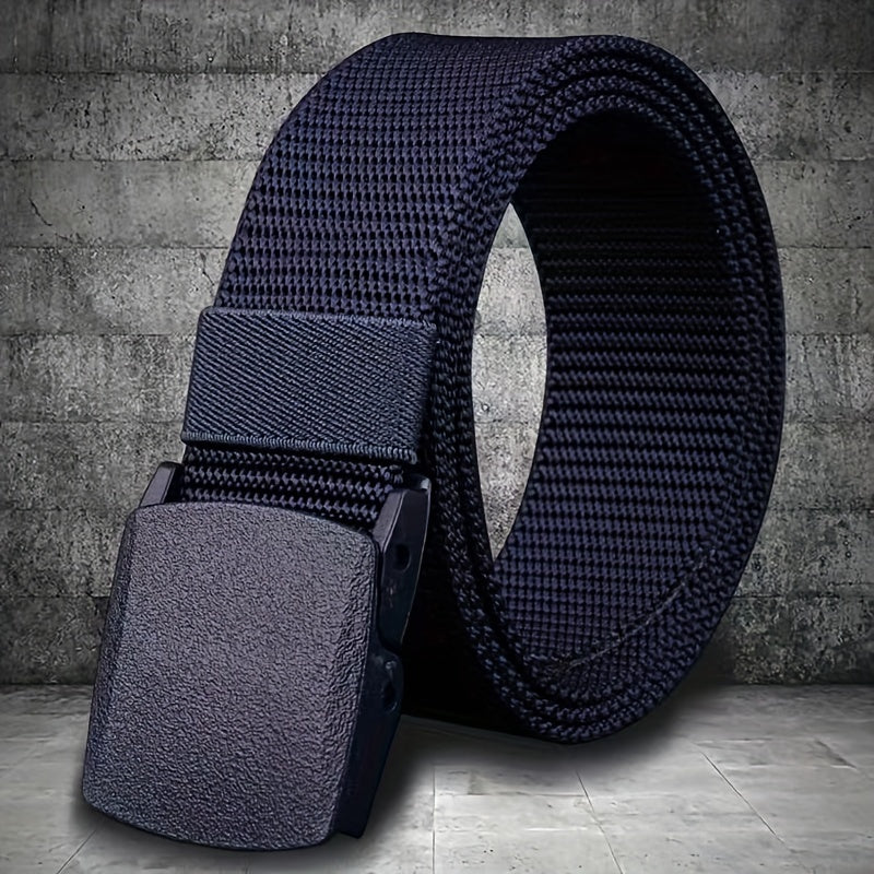Nylon Belt with Smooth Buckle - Hypoallergenic, Casual Style for Men & Women, Perfect for Jeans & Outdoor Wear