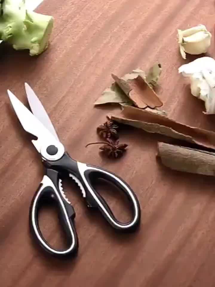 1pc, Kitchen Scissors, Poultry Shears, Kitchen Shears, Kitchen Fish Bone Scissors, Multifunctional Stainless Steel Chicken Bone Scissors For Duck Fish, Food Scissors, Kitchen Meat Scissors, Nut Opener, Bottle Opener, Kitchen