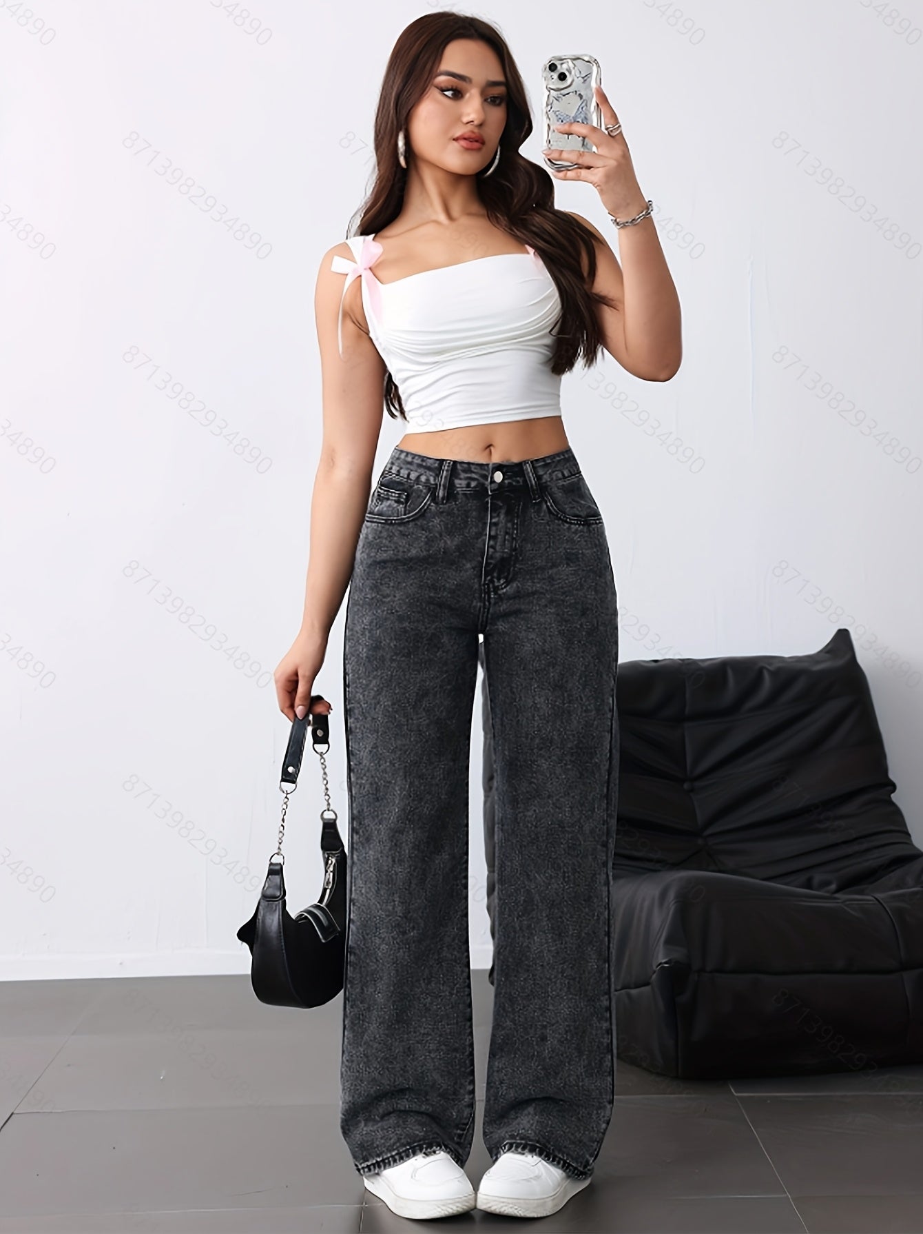 Loose Straight Leg Jeans, Casual Versatile Denim Pants For Women, Women's Clothing & Denim