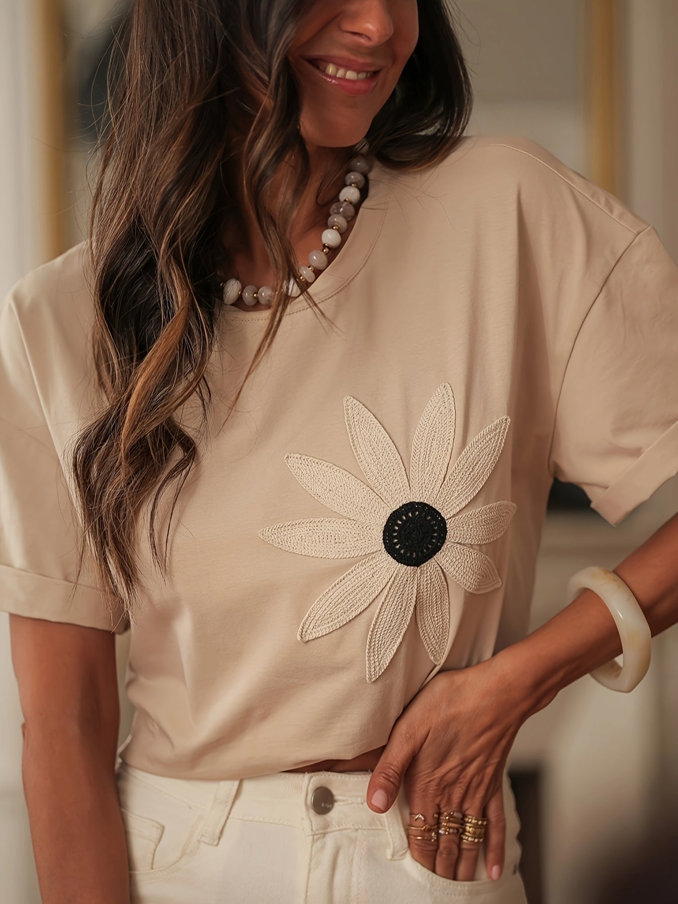 Elegant And Stylish Black Floral T-Shirt
