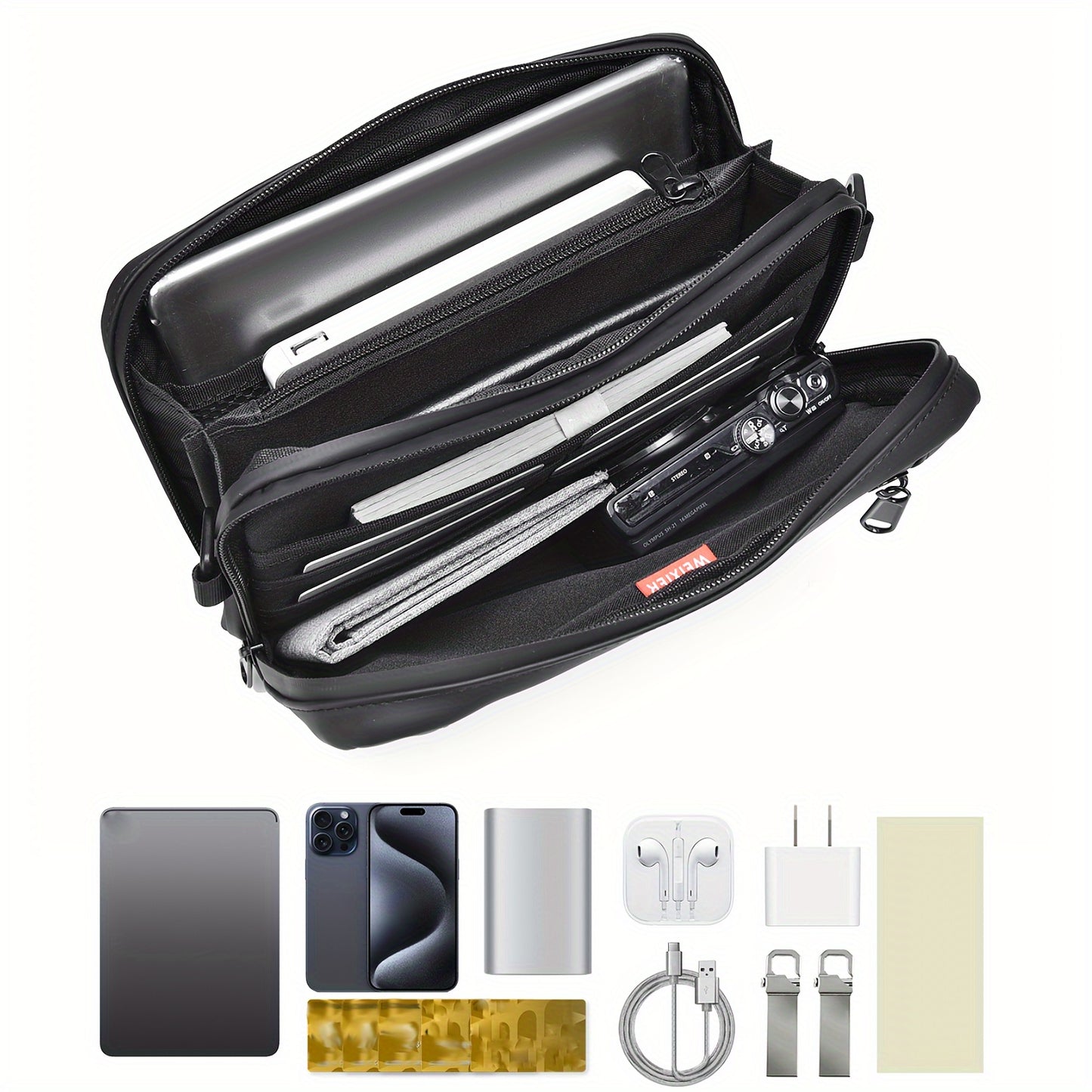 WEIXIER Unisex Fashion Messenger Bag, Shoulder Satchel with Detachable Strap, Polyester Lined, Business Briefcase for Commuting Outdoor, Ideal Gift for Husband Or Boyfriend