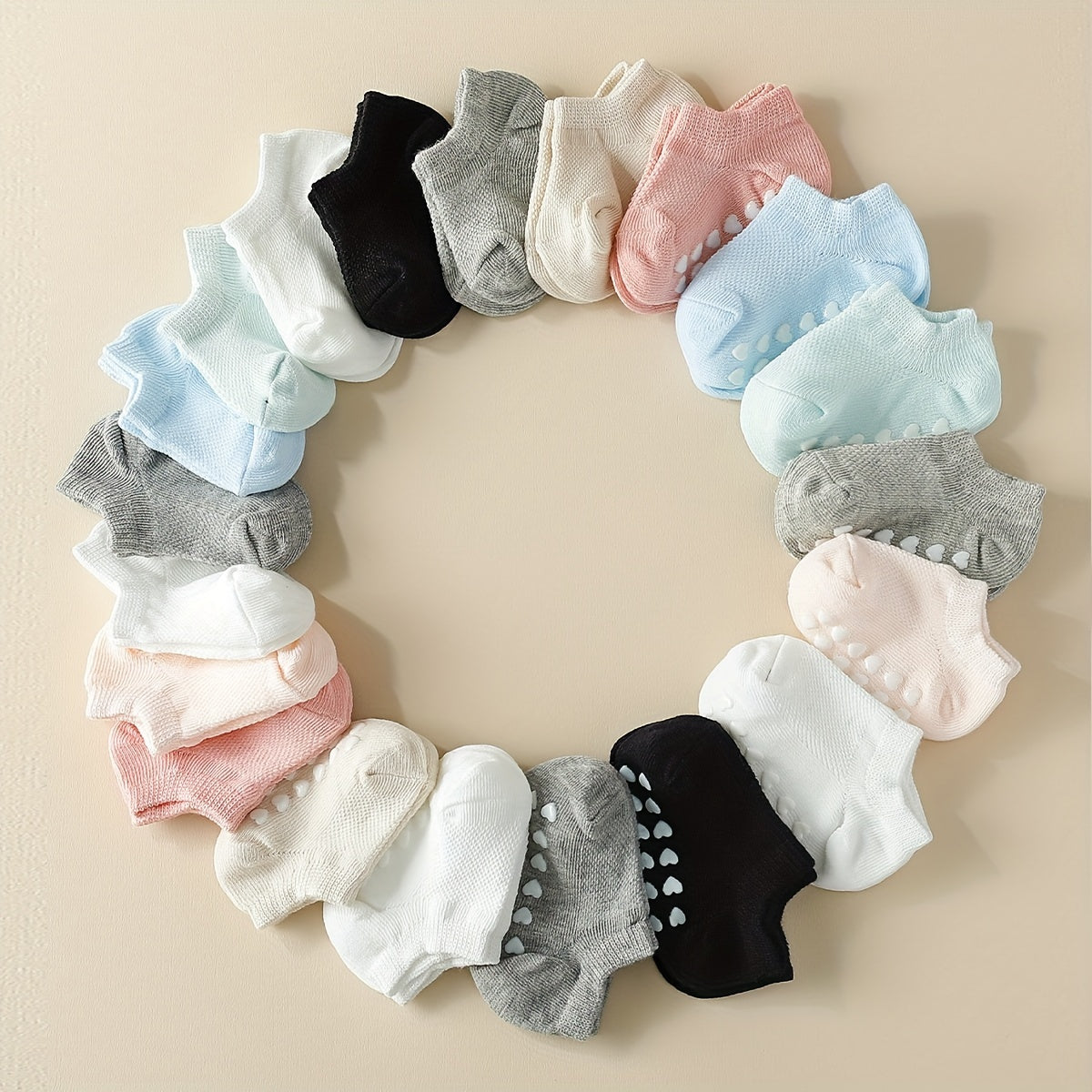 10 Pairs of Solid Color Spring And Summer Non-Slip Gel Boat Socks