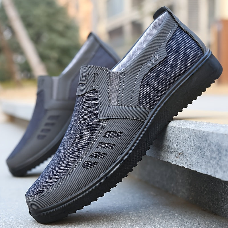 Men'S Fashion Loef Lace-Up Casual Sports Shoes, Breathable Mesh Upper, Anti-Slip Outsole, Round Toe, Fabric Upper Material, Fabric Inner Material, Faux Sole, Fabric Insole, Slip-On Closure, for Hiking, Outdoor, Daily Wear, Al