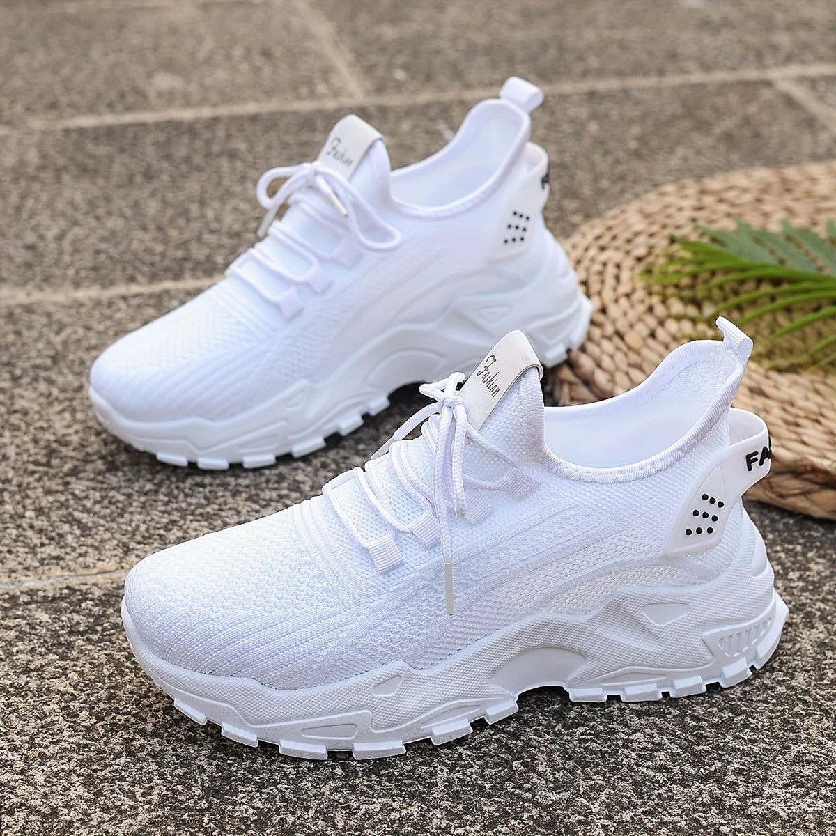Women'S Breathable Knit Mesh Sneakers - Lightweight Running Shoes with Non-Slip EVA Sole - Comfortable All-Season Casual Walking Footwear, Black & White Options, Low-Top Lace-Up Design, Walking Shoes