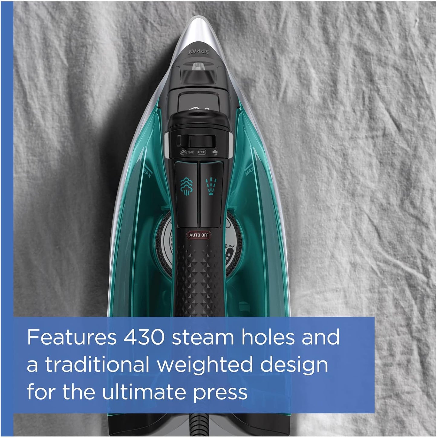 Rowenta, Iron, Pro Master Stainless Steel Soleplate Steam Iron for Clothes, 210 G/Min, 400 Microsteam Holes, 1775 Watts, Auto-Off, Ironing, Green Clothes Iron, DW8360