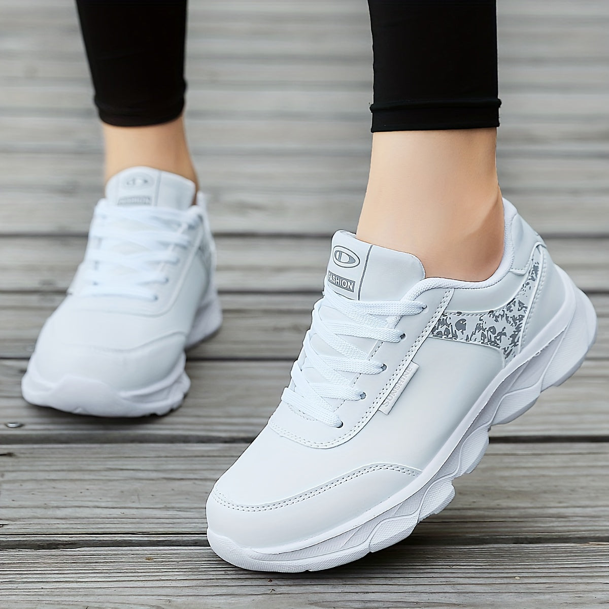 Women's Waterproof Casual Sneakers - Lightweight, Fashionable Lace-Up Running Shoes with Soft MD Sole, Breathable Mesh Lining, and Floral Pattern - Perfect for Work, School, and Casual Attire, Ladies Sneakers