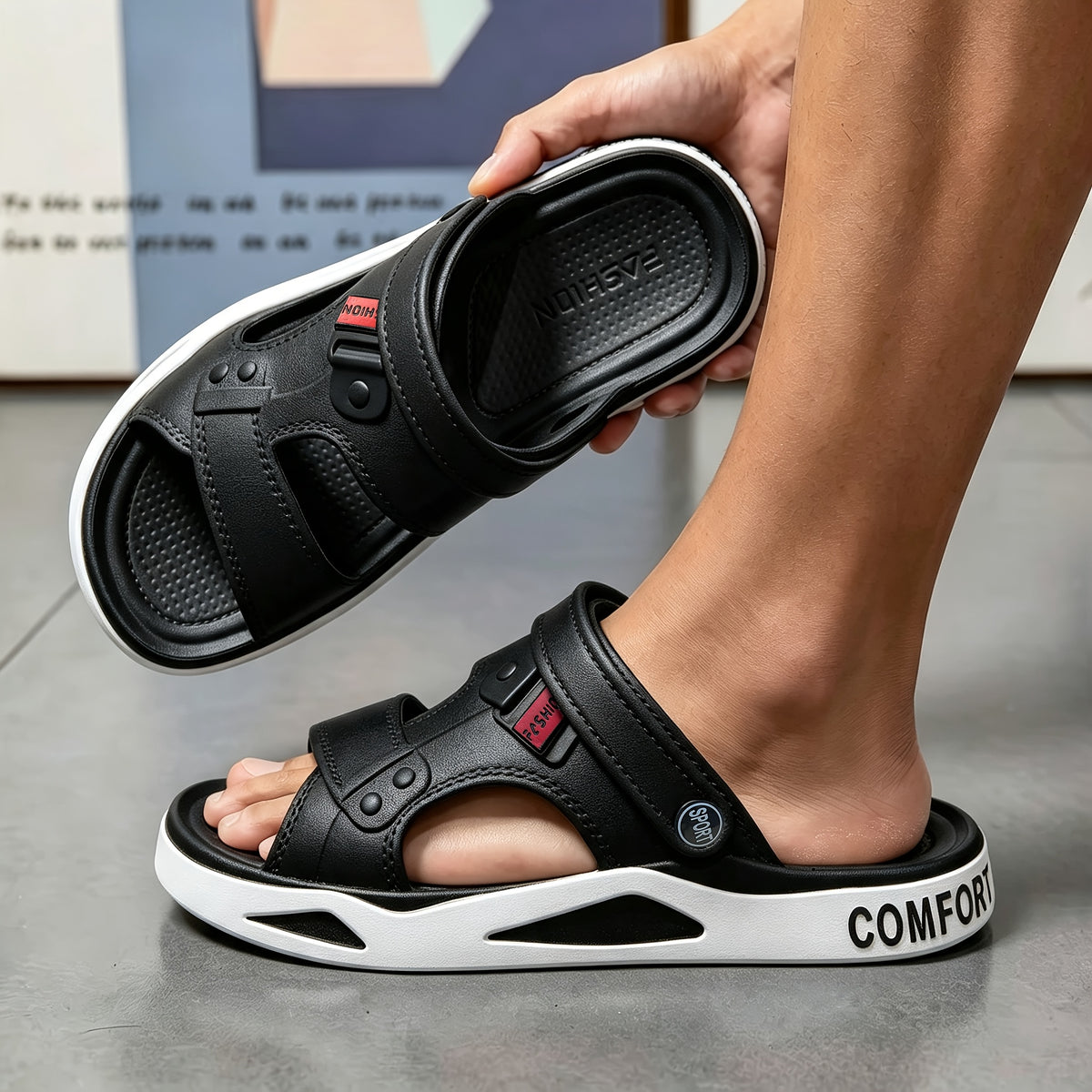 Unisex EVA Slip-On Slippers with Thick Sole and Slip-Resistant Grip