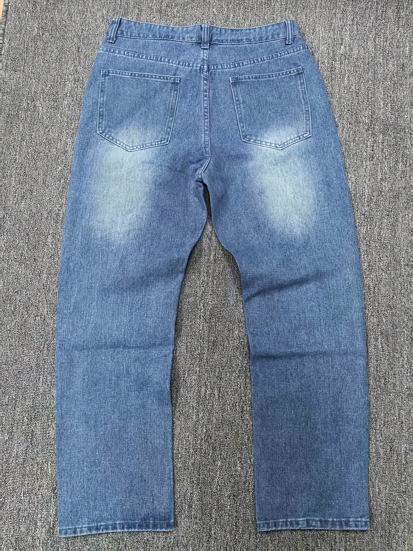 Men's Slim Fit Blue Jeans - All-Season, Non-Stretch Denim, Mid-Rise, Zip Closure, Casual Streetwear Style, Machine Washable, Yearround Wear|Sleek Jeans|Glossy Finish