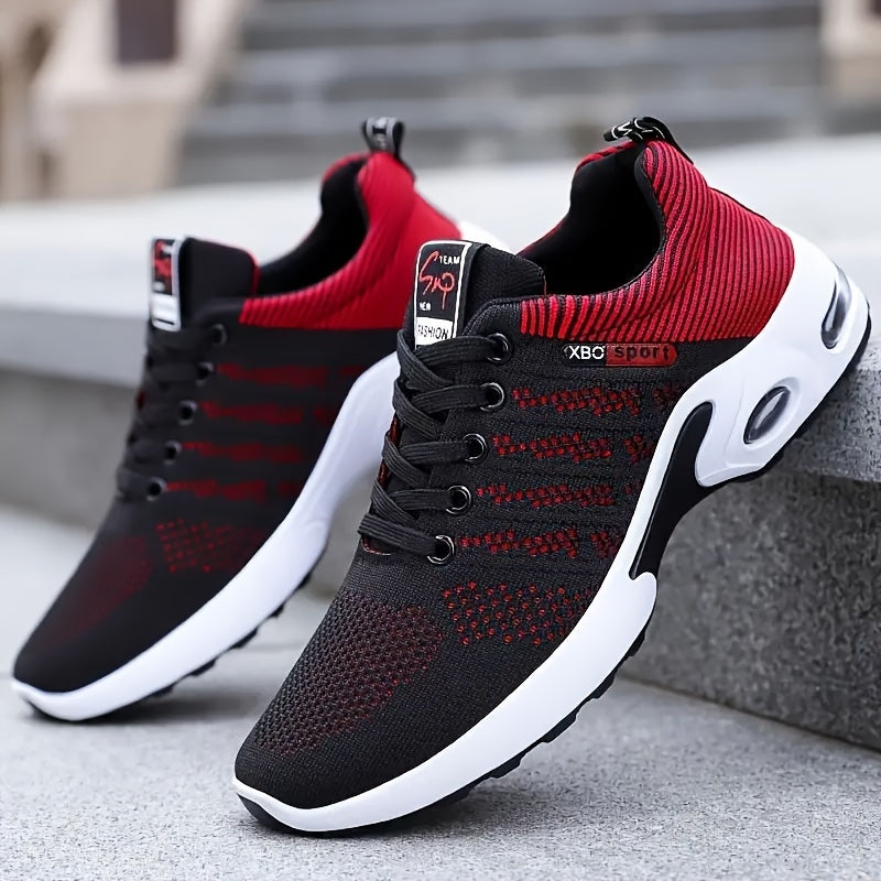 Men'S Breathable Mesh Air Cushion Sneakers - Durable Lace-Up Running Shoes with PVC Sole, Fabric Inner & Upper, for Outdoor Sports and Casual Wear, Low-Top Design, All-Season Comfort, Allseason Running Shoes|Modern Casual Sho