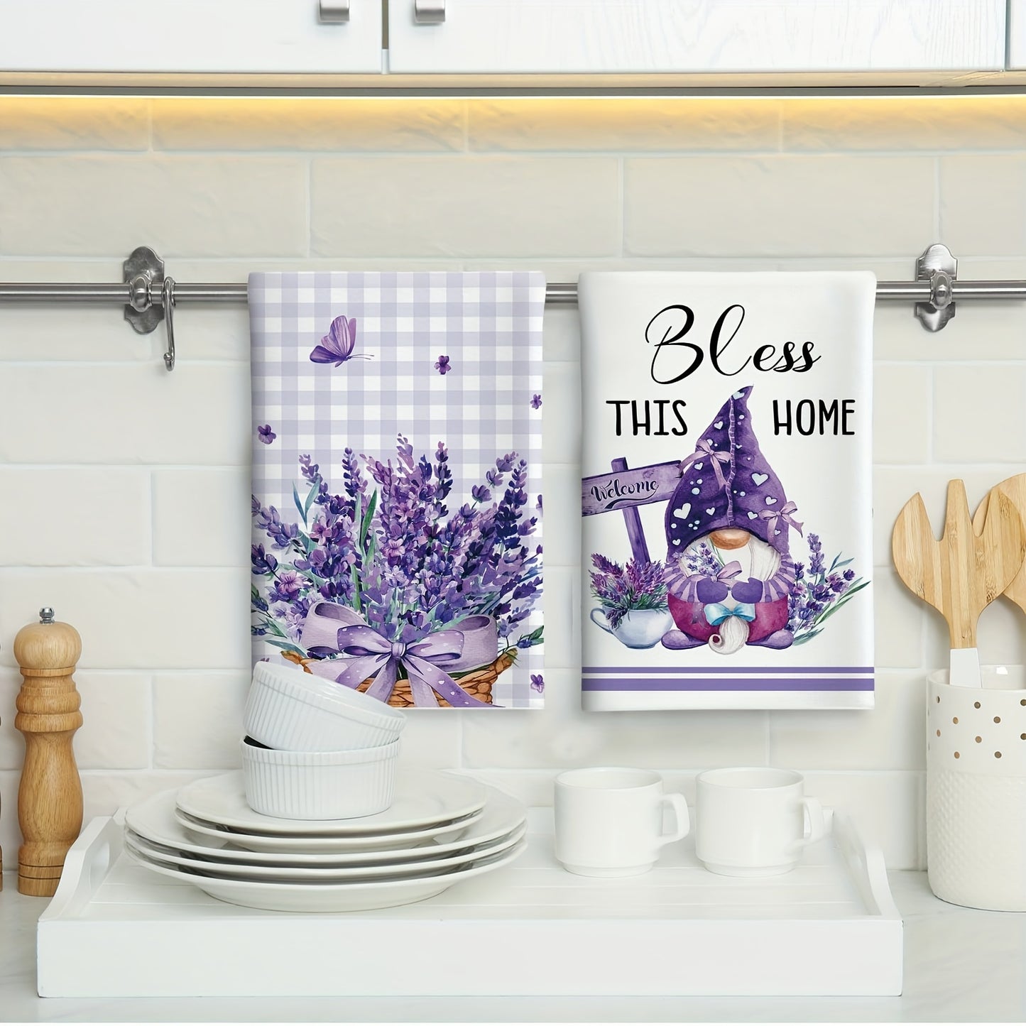 4/6 հատ Lavender Խոհանոցային սրբիչների հավաքածու, սպասքի սրբիչ, զվարճալի ֆերմայում գյուղական ոճի լոգարանի ձեռքի սրբիչ, կարող է օգտագործվել որպես տոնական լոգարանի նվեր, 60,96 x 40,64 սմ Մանուշակագույն, նարդոս