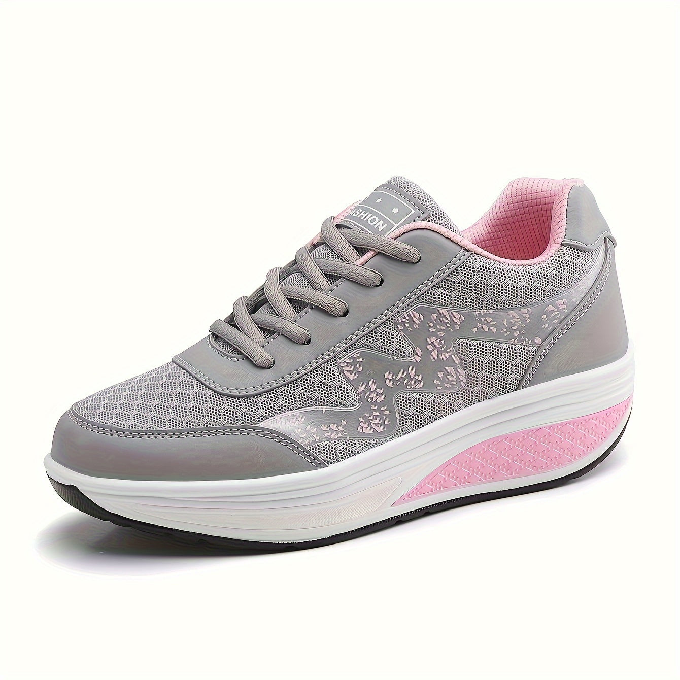 Women's Light Blue Breathable Mesh Sneakers - Air-Cushioned, Thick-Soled Sneakers with Sport Control Lace-Up Design for All Seasons