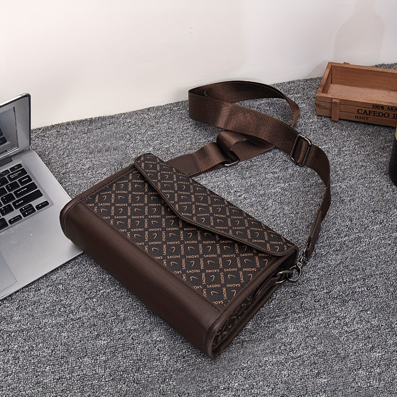 Autumn and Winter New Casual Shoulder Crossbody Bag, Men's Daily Travel Backpack, Flip-Top Casual Phone Storage Pouch
