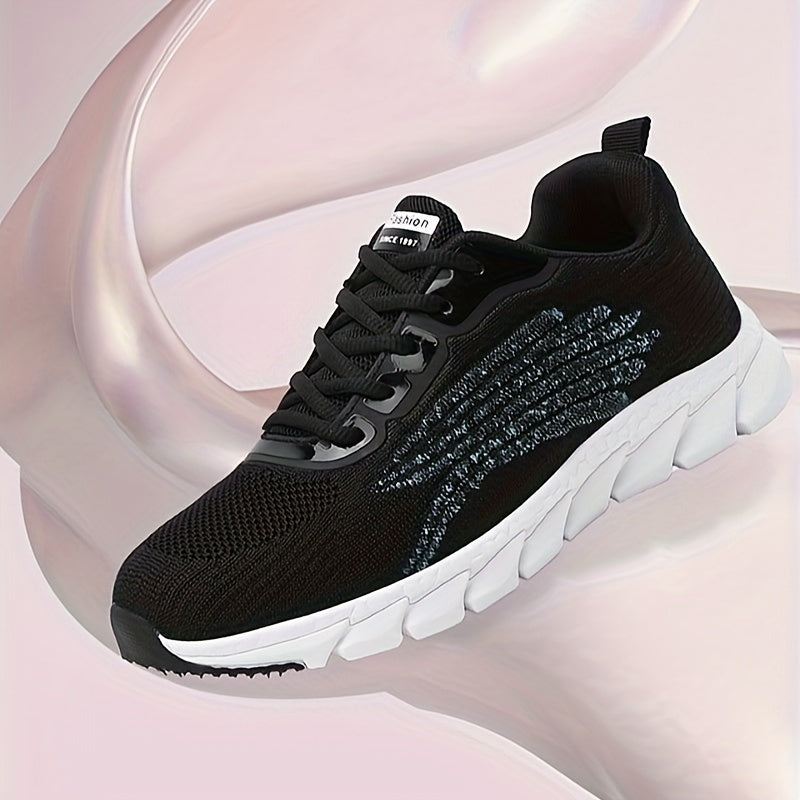 Women's Solid Color Casual Sneakers, Lace Up Comfy Breathable Soft Sole Shoes, Lightweight Low-top Running Shoes plus size