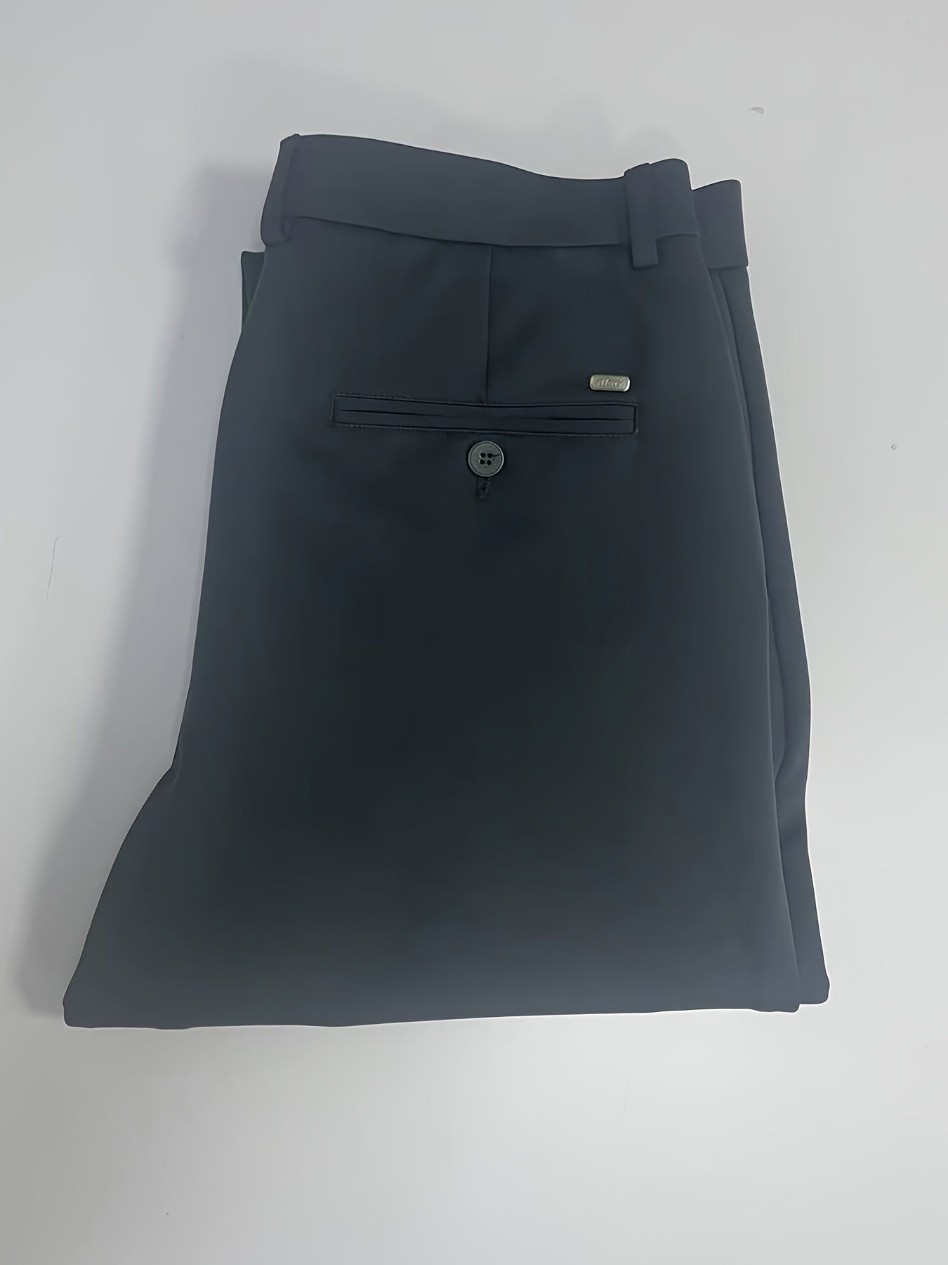 Men's Classic Solid Color Dress Pants - Comfort Fit, All-Season Polyester Blend, Machine Washable - Perfect for Business & Casual Wear