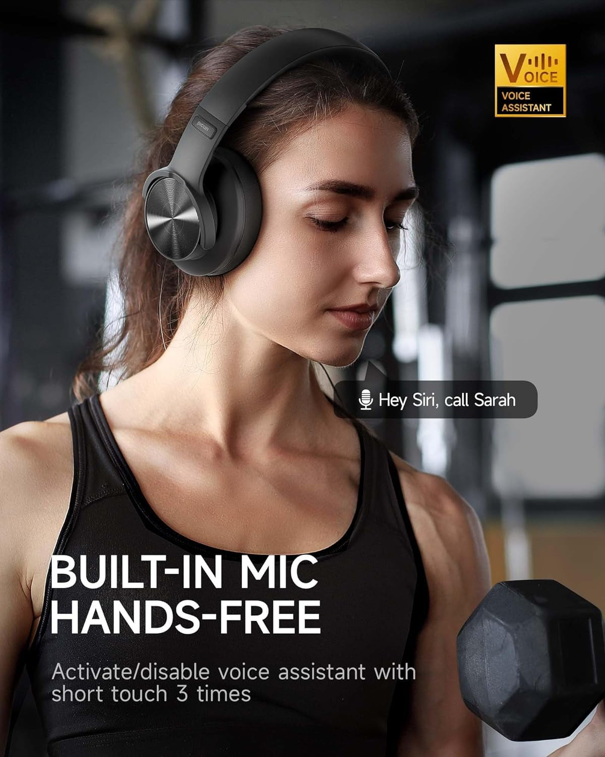 Picun B8 Bluetooth Headphones, 120H Playtime Headphones Wireless Bluetooth with 3 EQ Modes, Low Latency, Hands-Free Calls, over Ear Headphones for Travel Home Office Cellphone PC Black