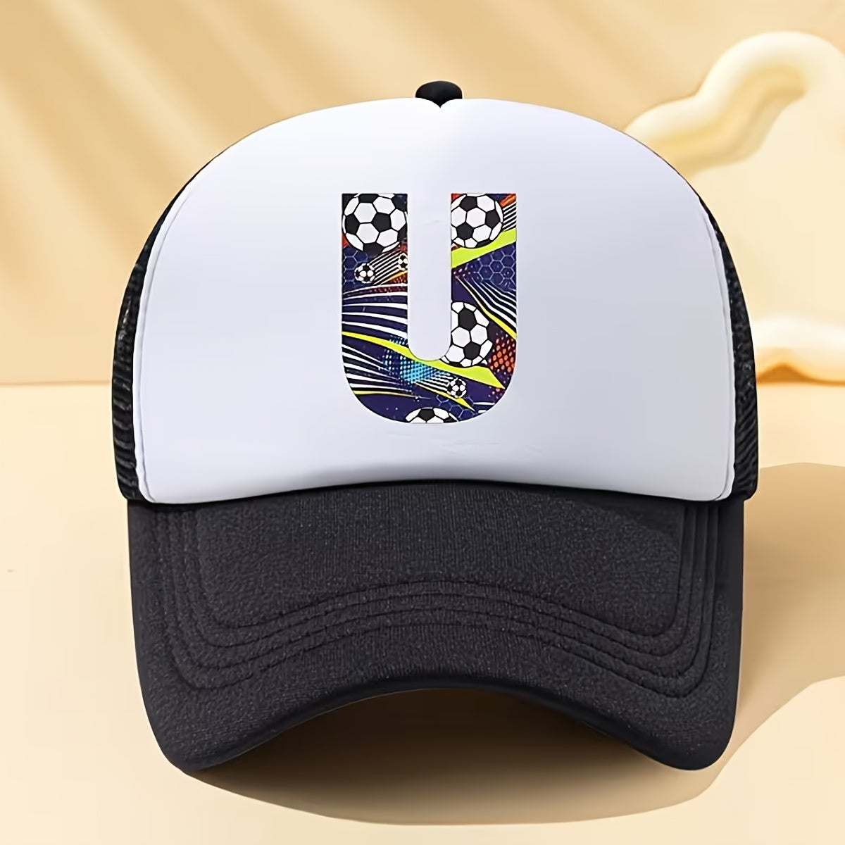 Boys' Breathable Soccer Alphabet Mesh Baseball Cap - Summer Style