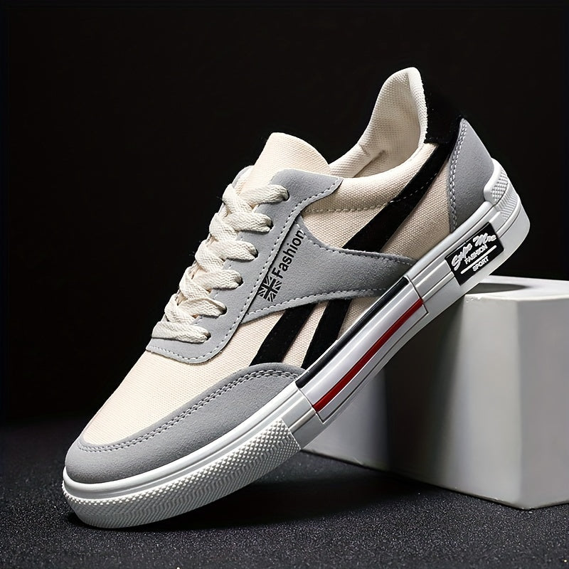 Men's Casual Skateboard Sneakers - Breathable Canvas, Non-Slip Lace-Up Shoes for All Seasons, Street Style