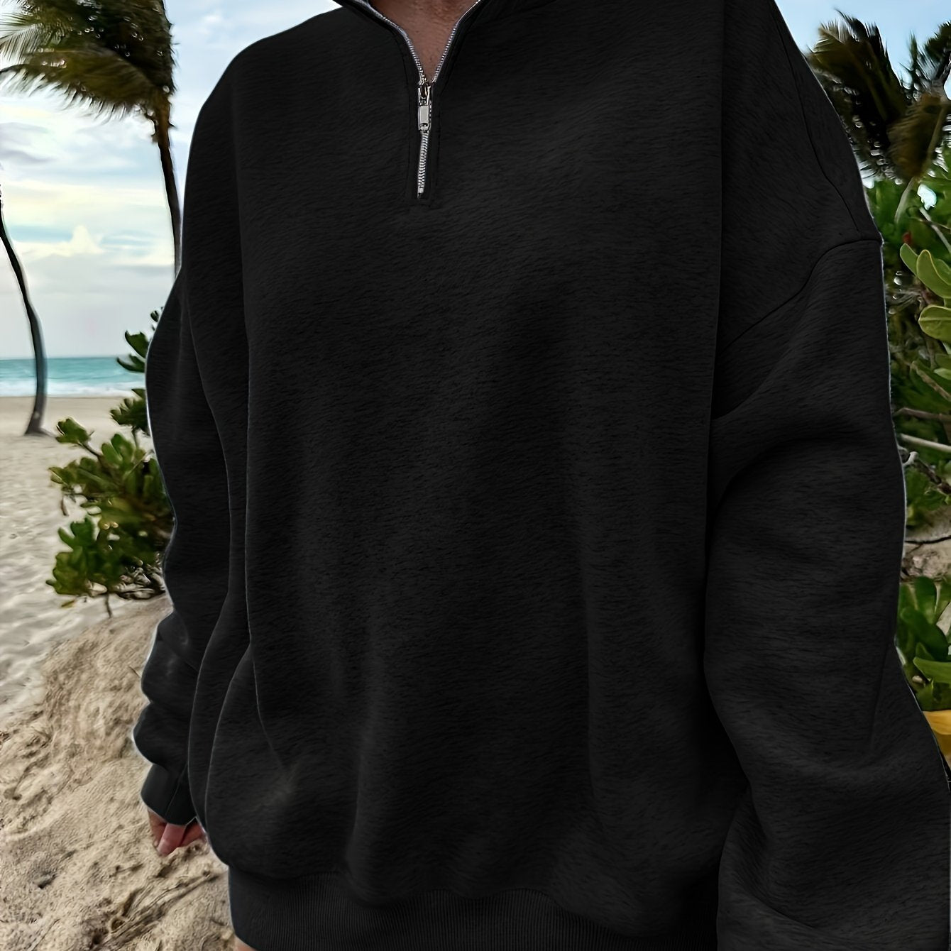 Women's Casual Heather Gray Half-Zip Sweatshirt - Soft Polyester & Elastane Blend, Long Sleeve, Stand Collar, Machine Washable - Perfect for Spring/Fall