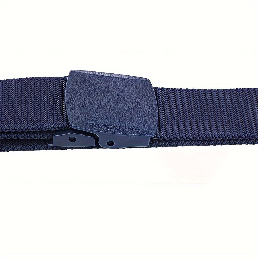 Nylon Belt with Smooth Buckle - Hypoallergenic, Casual Style for Men & Women, Perfect for Jeans & Outdoor Wear
