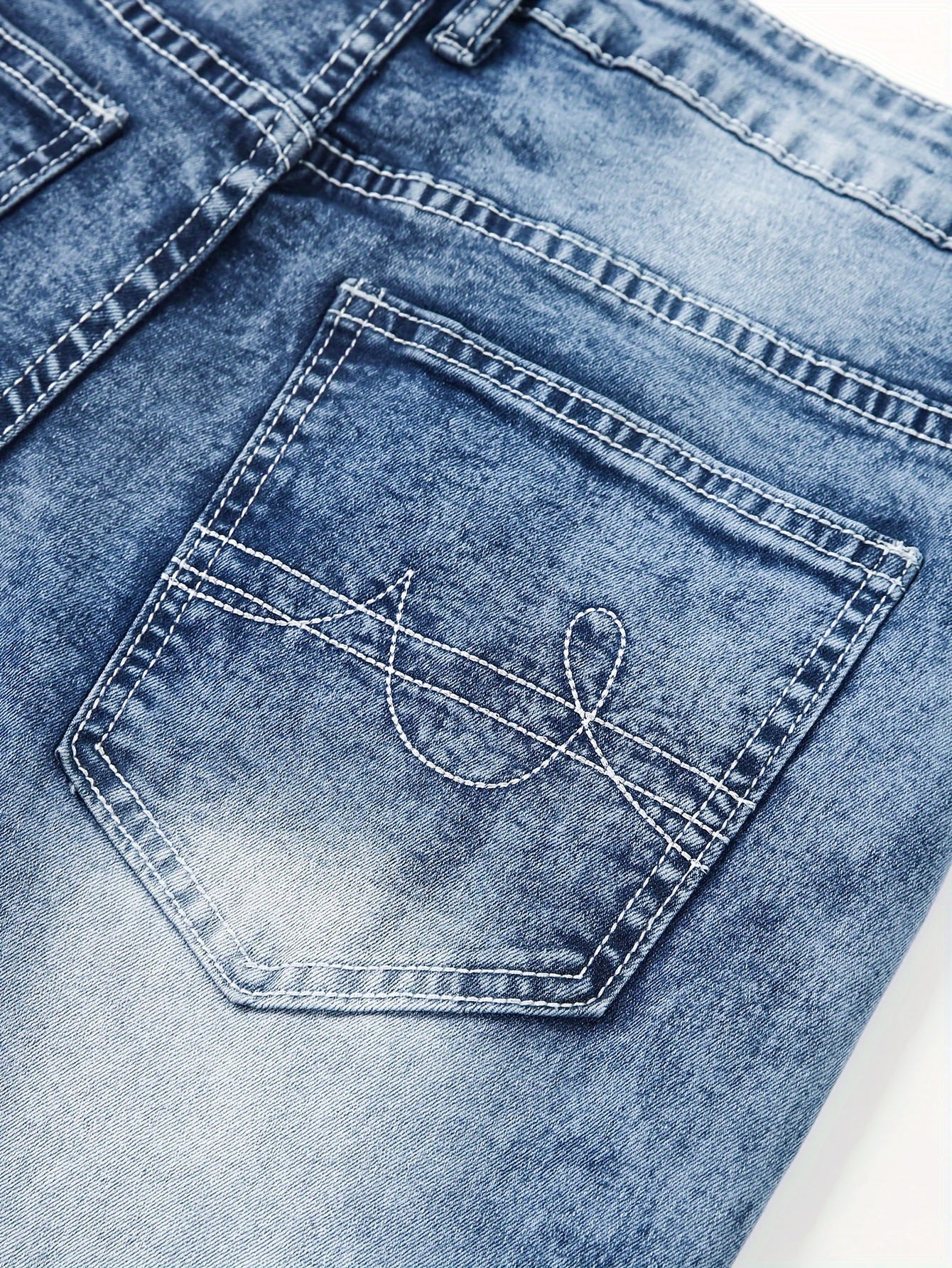 Men's Casual Slim Fit Stretch Jeans, Chic Street Style Distressed Denim Pants