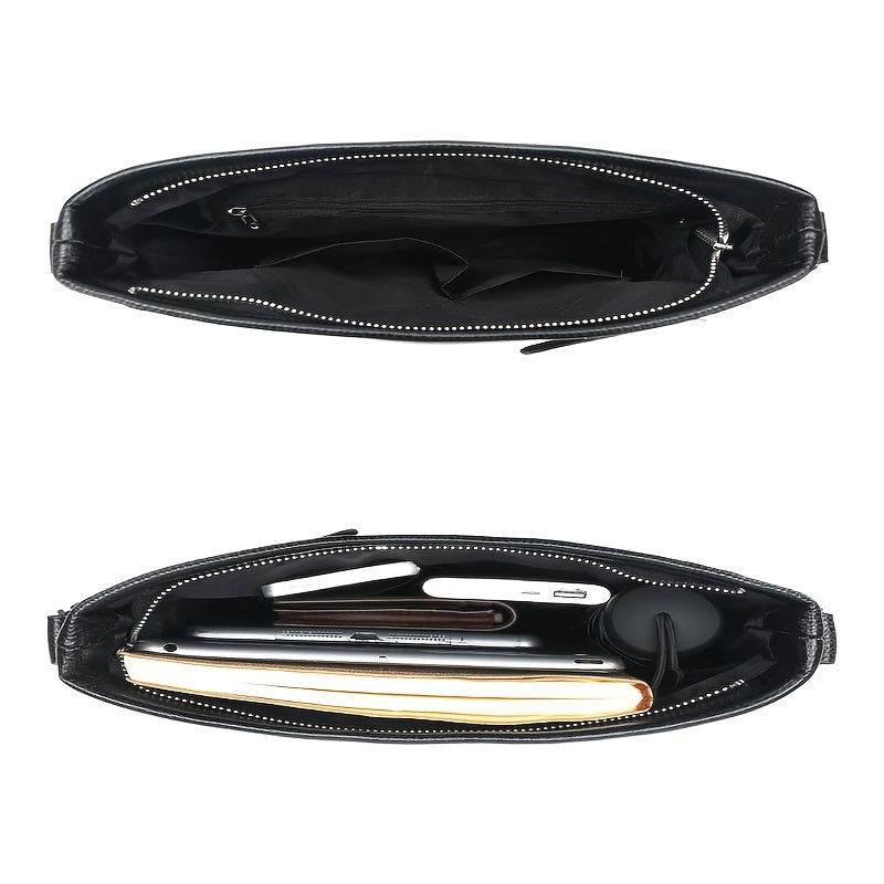 Men'S Stylish Black Crossbody Bag with Adjustable Strap, Multiple Compartments Zipper Closure - Lightweight for Daily Commute, Travel, and Work Trips, Travel Bag, Versatile Shoulder Bag, Textured Finish