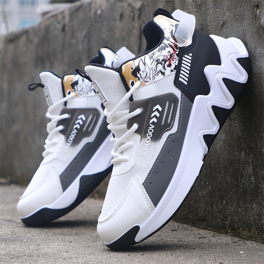 Men'S Stylish High-Top Sneakers with "WOD" Logo - Comfortable, Non-Slip Lace-Up Athletic Shoes for Outdoor Activities, All-Season Wear, Casual Sports Style, Rubber Sole, Fabric Upper, Casual Athletic Shoes Stylish High Top