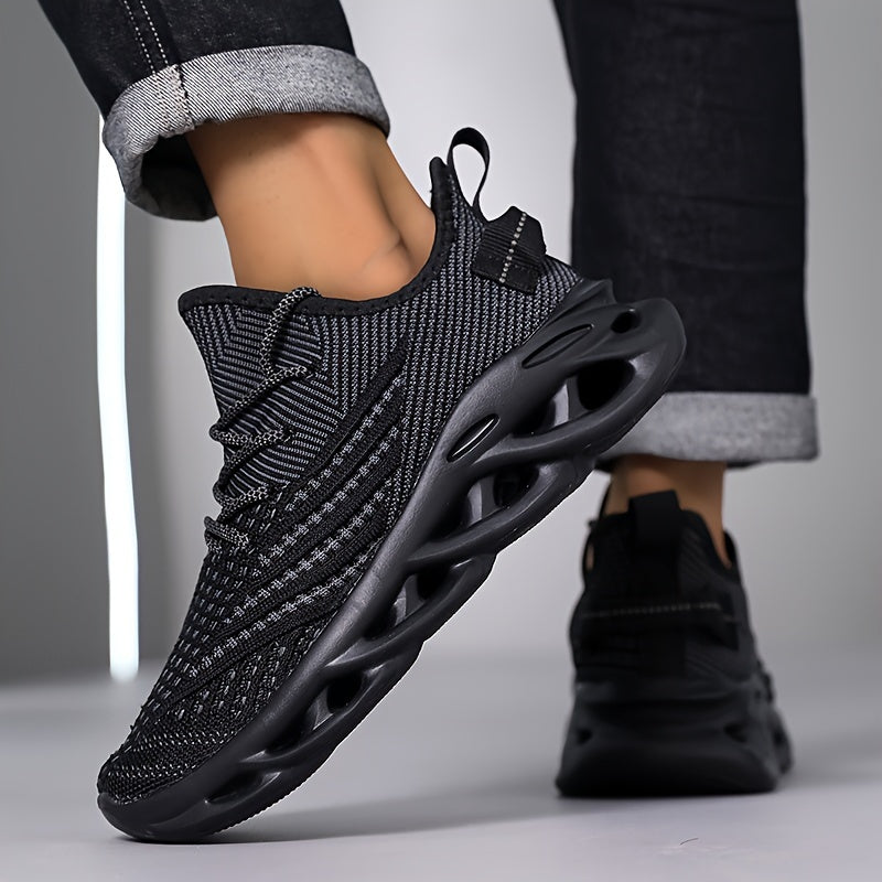 Breathable Knit Sneakers - Summer Height-Boosting Running Shoes | Fashionable & Casual Lace-Up Athletic Footwear for Men and Women | Durable EVA Sole | Perfect for Outdoor Activities | Black, White, Red, Summer Running Shoes|