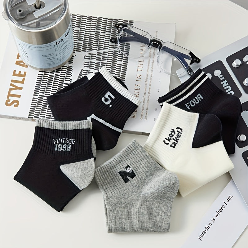 5 Pairs Of Women'S Fashion Pattern Anti Odor & Sweat Absorption Low Cut Socks, Comfy & Breathable Socks, For Daily & Outdoor Wearing, Spring And Summer