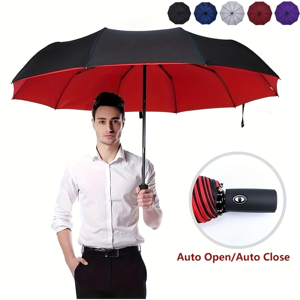 Automatic Open/Close, Windproof Tri-Fold Umbrella - Durable, Thickened Canopy for Enhanced Rain Protection, Ideal for Business Use, Automatic Folding Umbrella