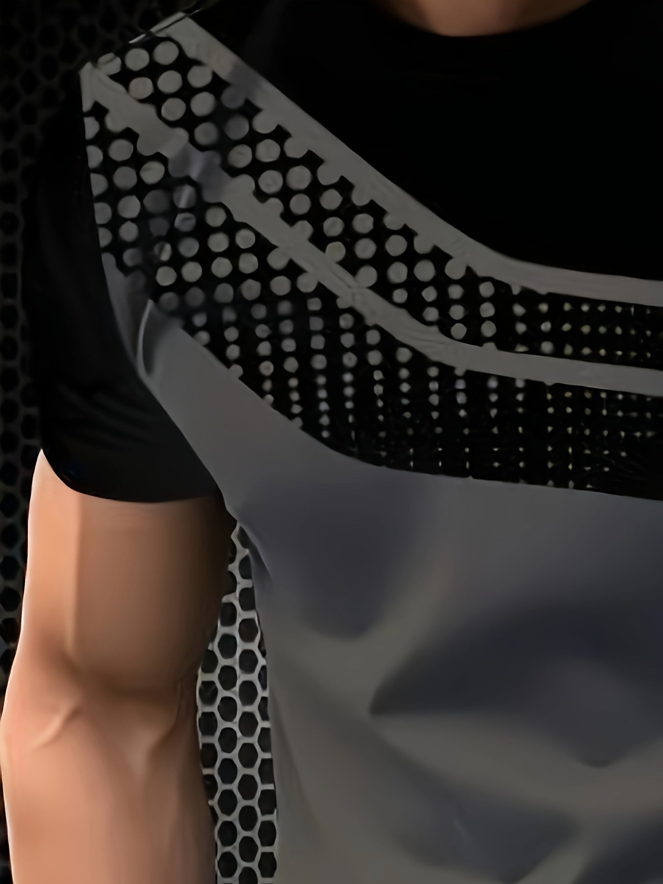 Men's Stylish Black & Grey Striped 3D Print T-Shirt - Round Neck Short Sleeve, Summer Casual Wear, Polyester Blend, Machine Washable, Modern Gradient Design for Everyday Outings
