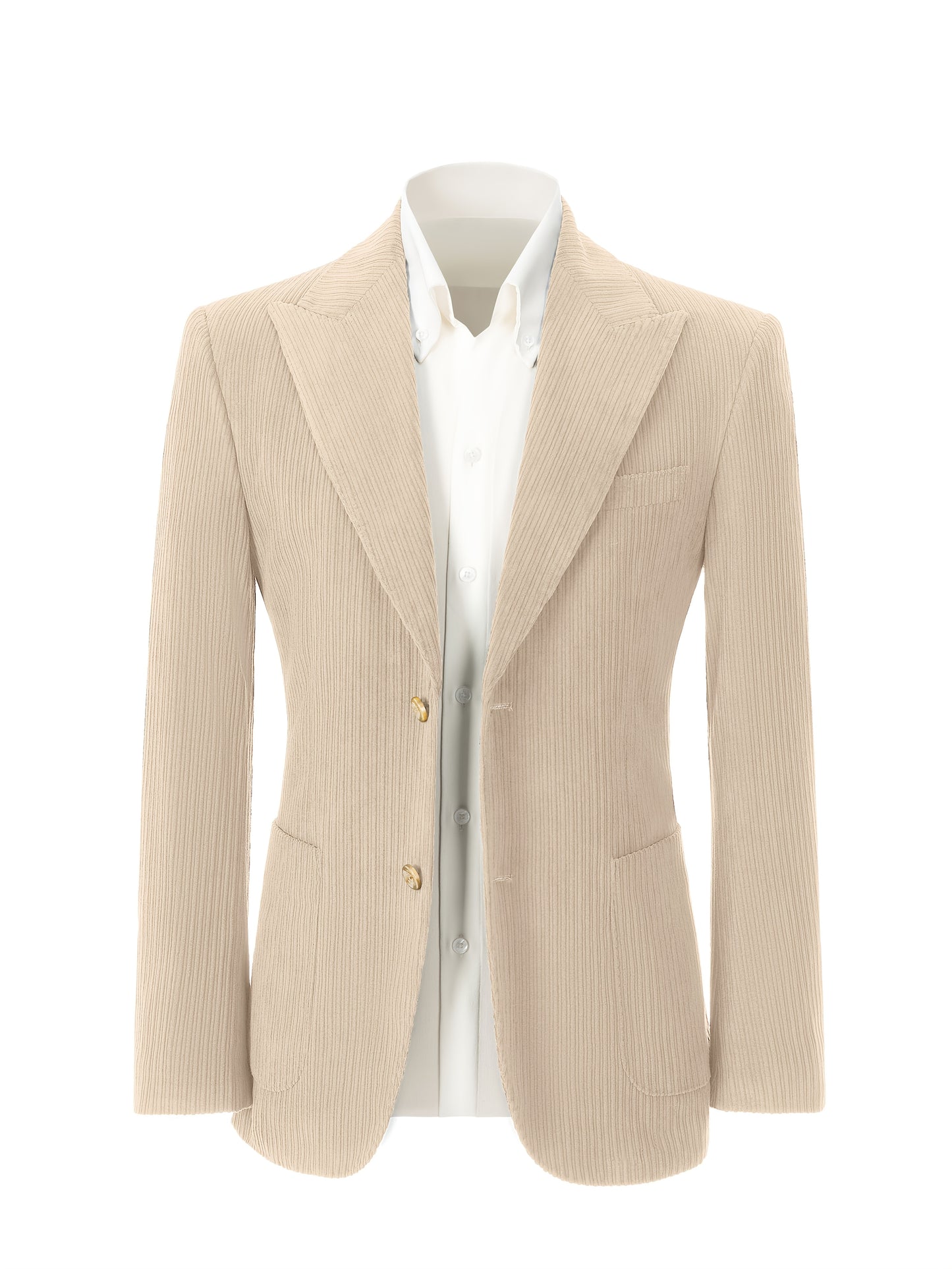 Men'S Navy Corduroy Blazer & Pants - Classic Notch Lapel, Casual Two-Piece Suit with Long Sleeves, Polyester Fabric, All-Season Wear, Casual Attire|Casual Style|Polyester Suit