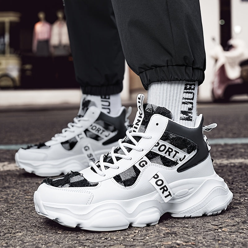 Women'S High-Top Fashion Sneakers with Plaid Pattern, Lightweight EVA Sole, Lace-Up Closure, Fabric Insole, and Tassel Embellishment - All-Season Sports Shoes with Random Printing Design, Ladies Sneakers