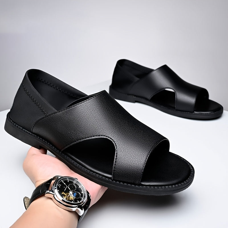 Men's Minimalist PU Sandals with Soft Rubber Sole, All-Season