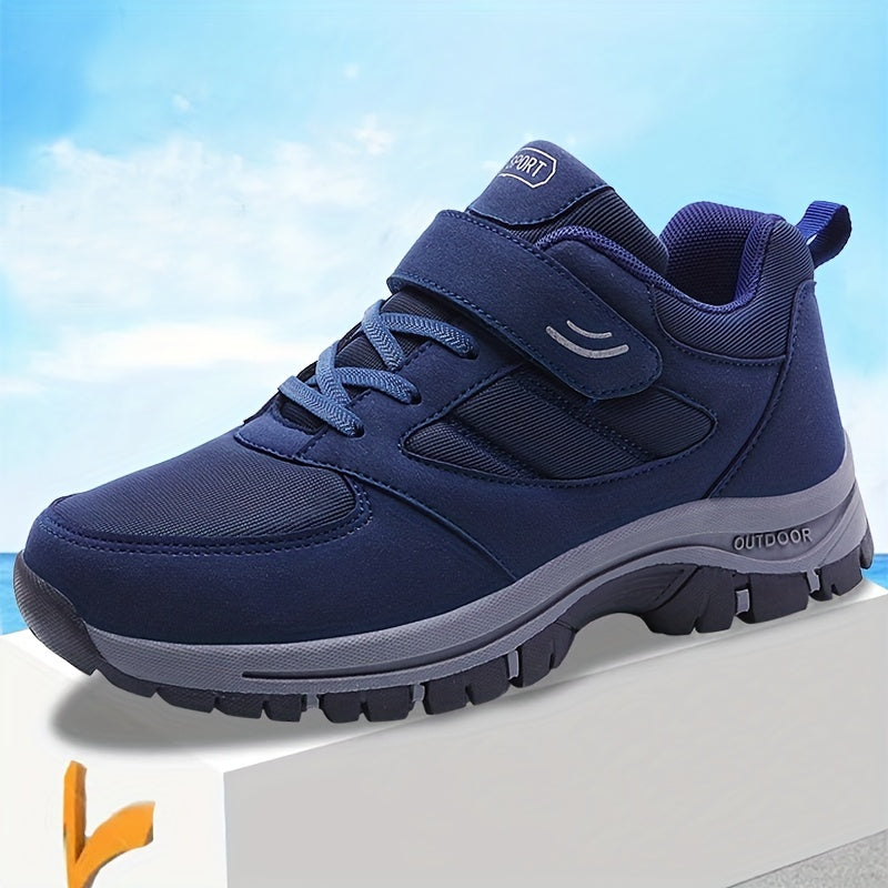 Men's Breathable Casual Shoes With Hook And Loop Fastener, Comfy Soft Sole Sneakers For Outdoor Jogging, Spring And Summer