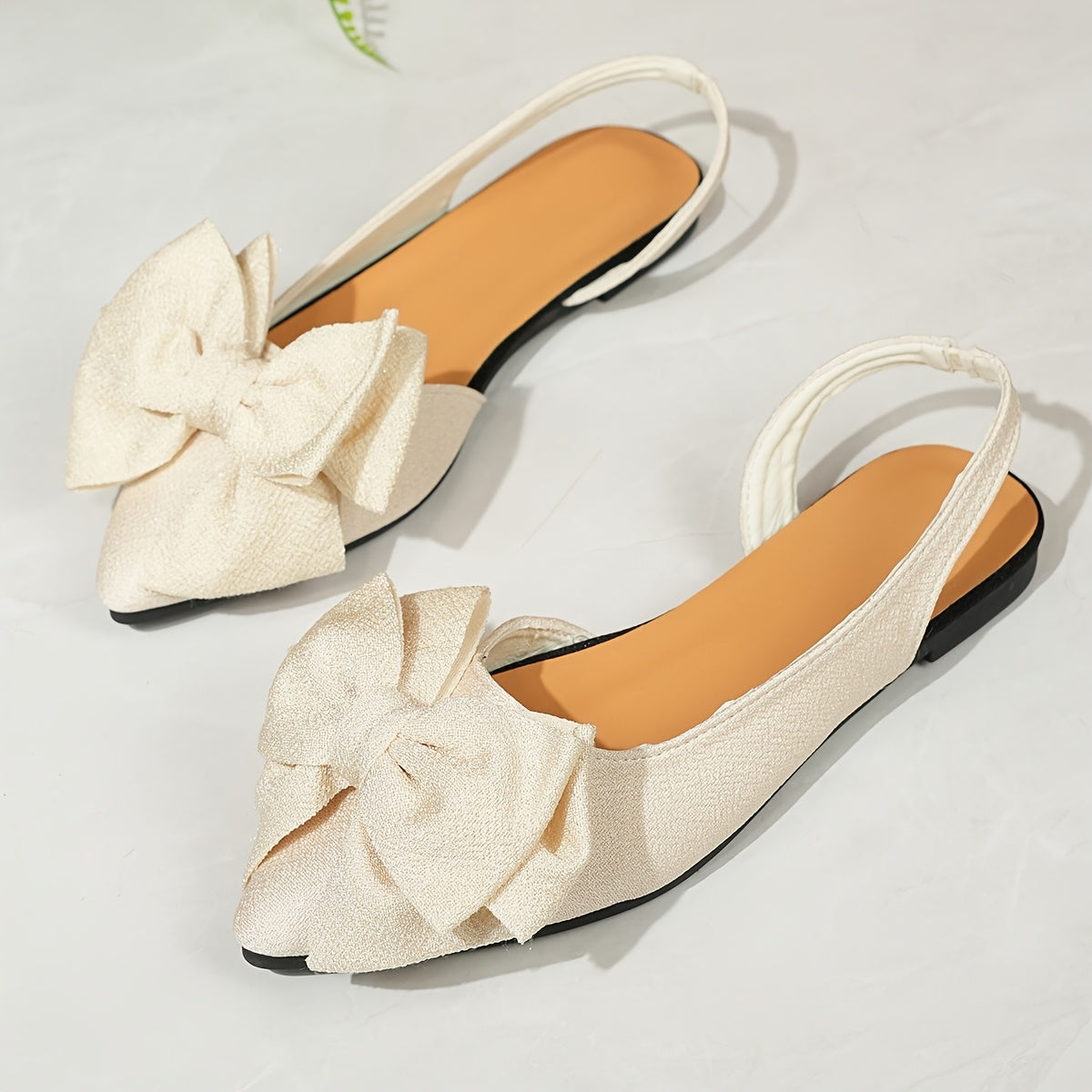 Women's Fashion Bow-Knot Flat Sandals, Casual Versatile Slip-Ons with Pointed Toe, Fabric Upper and Rubber Sole for All Seasons, Ladies Sandals