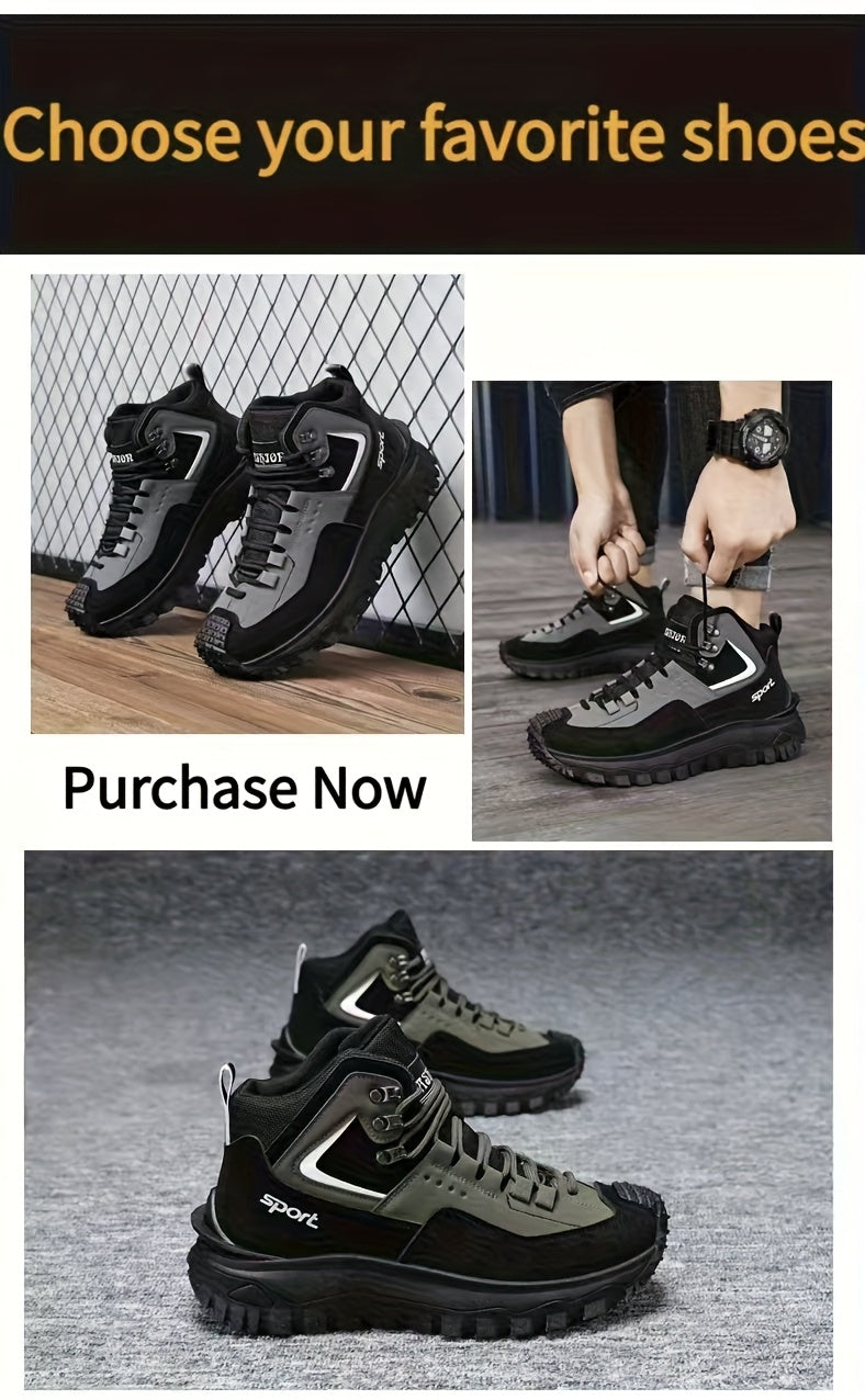 Men's Outdoor Hiking Boots - Breathable PU Upper, Thick Sole, Excellent Traction, Ideal for Mountain Climbing and Trekking | Military Boots | Camping Gear