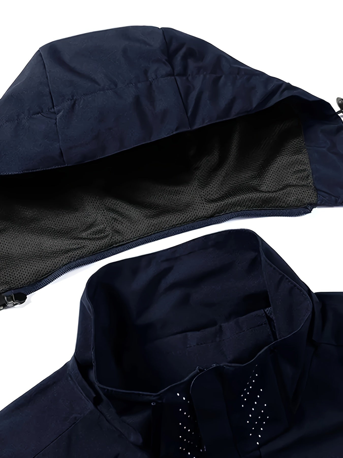 Men's Hooded Casual Windbreaker Jacket - 100% Polyester, Non-Stretch Woven Fabric, Long Sleeve, Regular Length, Alphabet Pattern, Zippered Pockets, Detachable Hood - All-Season Outdoor Lightweight Coat