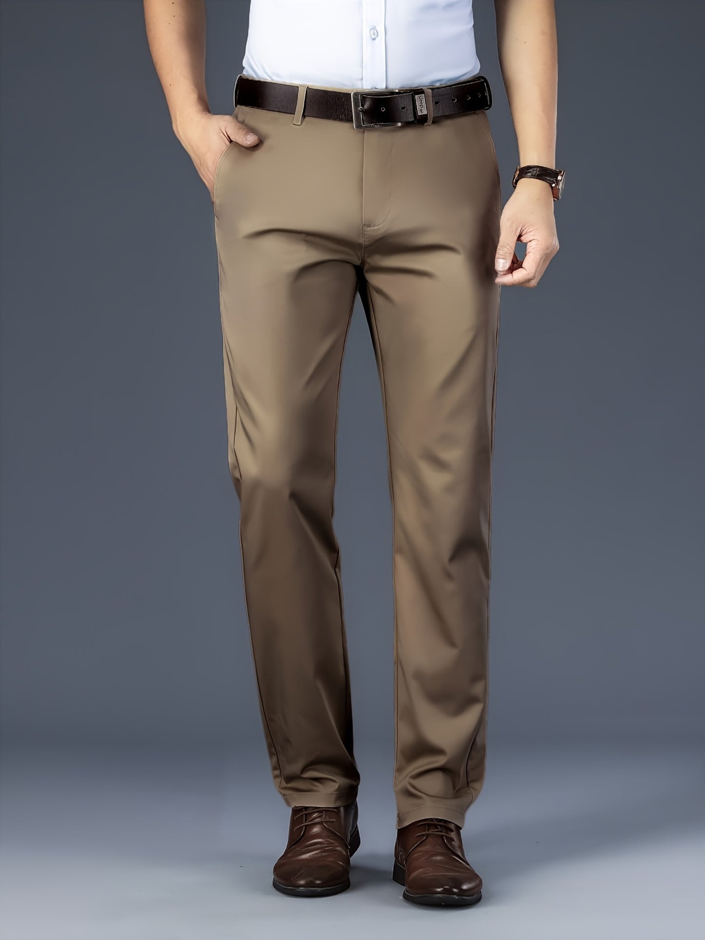 New Casual Formal Pants for Men in Four Seasons, Featuring a Business Style with Trendy Long Trousers. Fashionable And Versatile Men'S Elastic Dress Pants with a Comfortable Classic Design for Casual Wear.