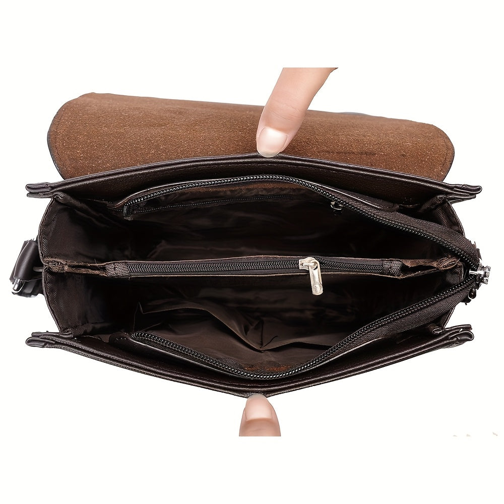 KADIDAISHU Men'S Business Messenger Bag - Black Crossbody with Adjustable Strap, Multiple Compartments for Daily Commute Casual Use, Crossbody Ba